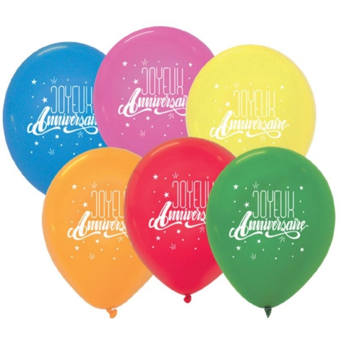 6 Ballons Joyeux Anniversaire - Multicolore 