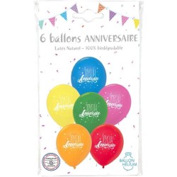 6 Ballons Joyeux Anniversaire - Multicolore. n1