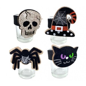 4 Photophores Dco en Verre Halloween - Bague en Feutrine