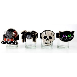 4 Photophores Dco en Verre Halloween - Bague en Feutrine. n1