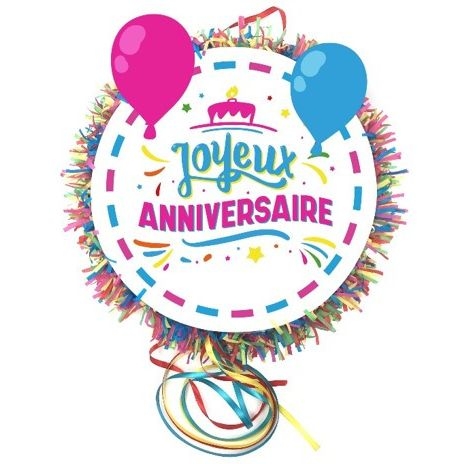 Pull Pinata Joyeux Anniversaire Ballon -  44 cm 