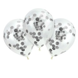 3 Ballons Confettis - Argent. n1