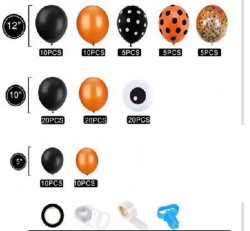 Kit Arche 115 Ballons - Halloween Yeux. n1