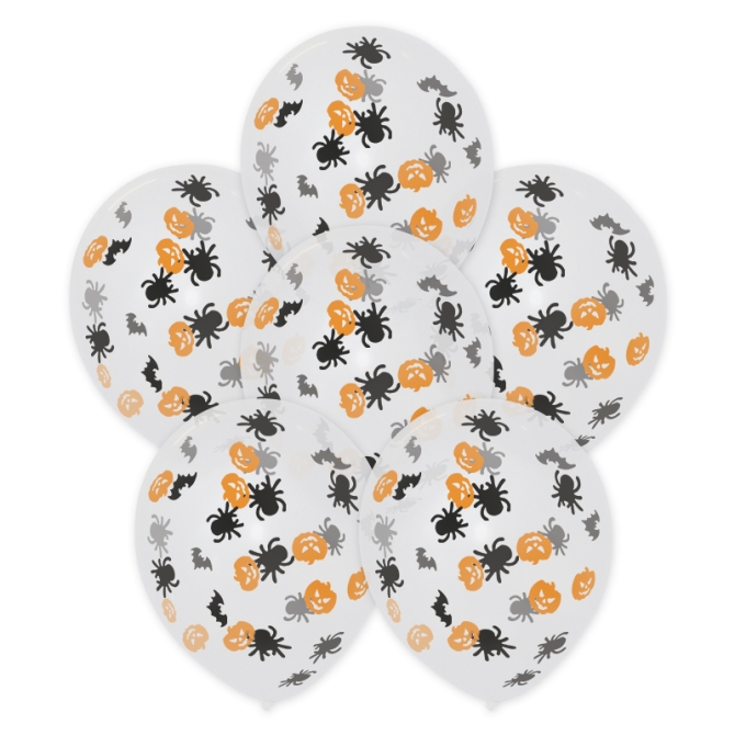 6 Ballons Confettis - Araignes / Citrouilles 