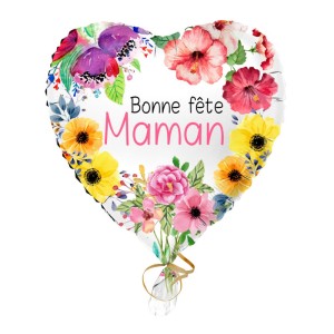 Ballon Aluminium Hlium Coeur Bonne Fte Maman -  45 cm