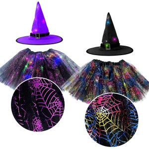 Déguisement Sorcière Chapeau + Tutu LED Enfant - Taille Unique