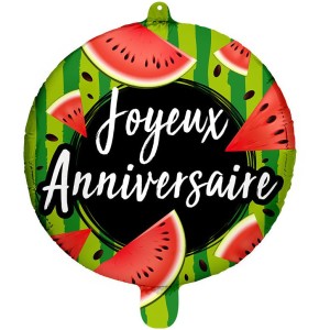Ballon Aluminium Hlium Joyeux Anniversaire Pastque - 45 cm