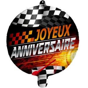 Ballon Aluminium Hlium Joyeux Anniversaire Circuit - 45 cm
