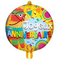 Ballon Aluminium Hlium Joyeux Anniversaire Lama Latino - 45 cm