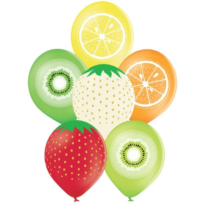 6 Ballons Fruits -  30 cm 