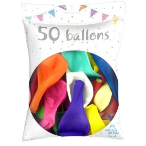 Lot de 50 Ballons Multicolores -  23 cm
