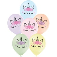 6 Ballons Licorne Pastel -  30 cm