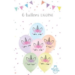 6 Ballons Licorne Pastel -  30 cm. n1