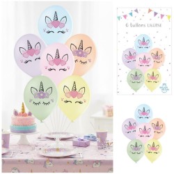 6 Ballons Licorne Pastel -  30 cm. n2