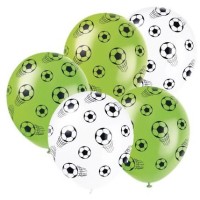 5 Ballons Football Blancs/Verts -  30 cm