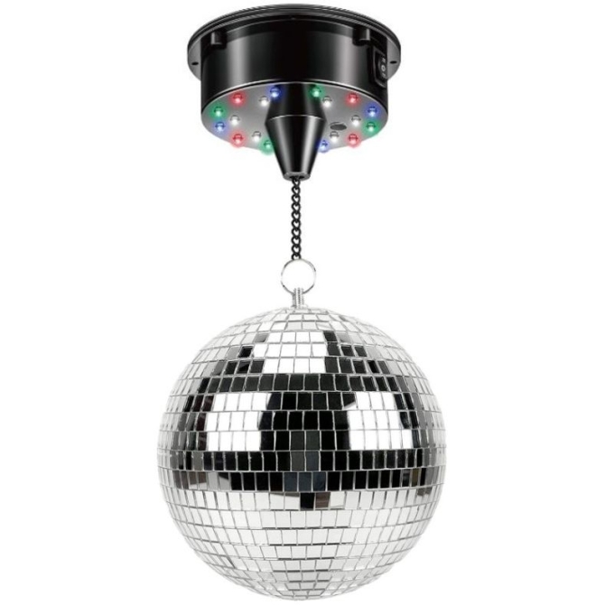 Boule � Facette Moteur Rotatif 18 Leds - 12 cm 