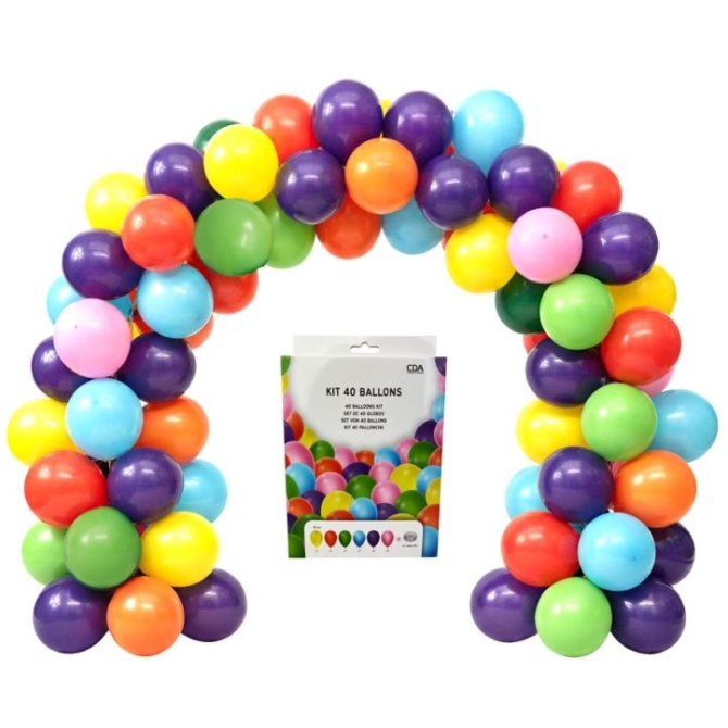 Kit Arche Ballons Multicolores - 40 Ballons 