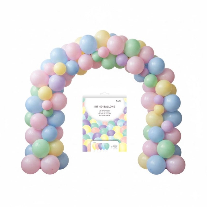 Kit Arche Ballons Pastel - 40 Ballons 