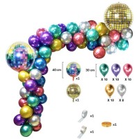 Kit Arche Ballons Disco M�tallis�s - 40 Ballons