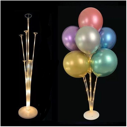 Support 7 Ballons LED Blanc Chaud - 72 cm 