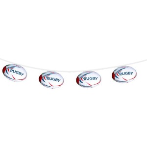 Guirlande Ballons de Rugby - 10 fanions 5 m