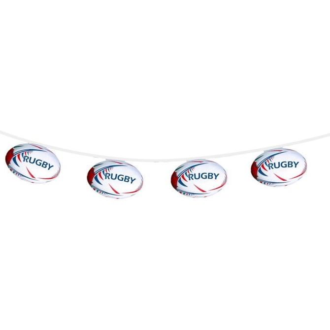 Guirlande Ballons de Rugby - 10 fanions 5 m