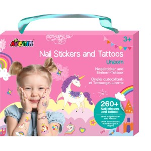 Coffret Tatouages & Autocollants Ongles - Licorne