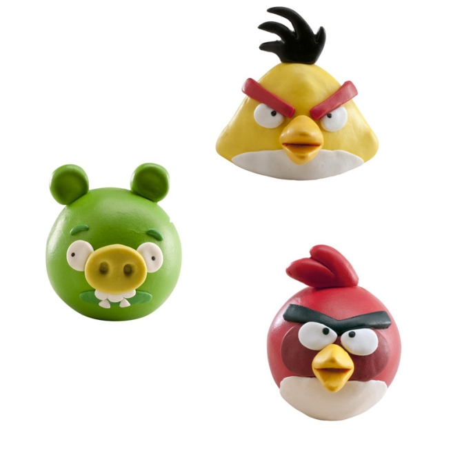 3 Figurines Angry Birds en rsine 