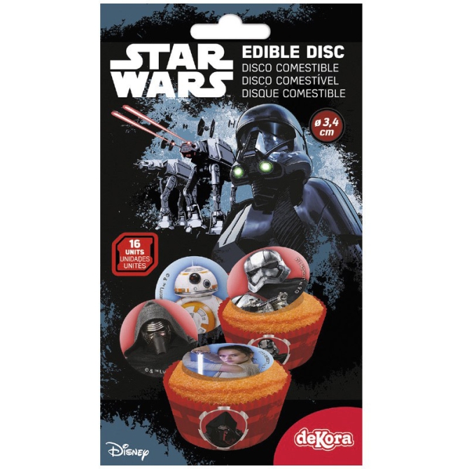 16 Mini Disques Star Wars (3, 4 cm) - Sucre 