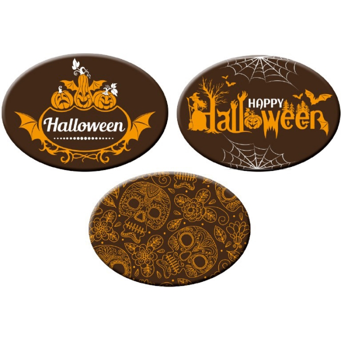 3 Dco Ovales Halloween Fun en Chocolat (5 cm) 