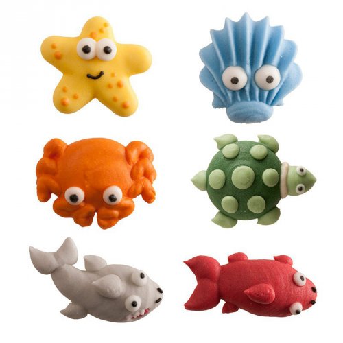 6 Animaux Marins Joyeux 3d 3 Cm Sucre Pour L Anniversaire De Votre Enfant Annikids