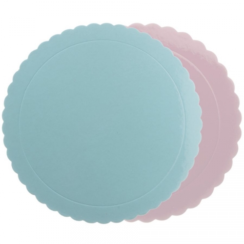 1 Plateau Dentelle Rond Bleu et Rose (30 cm) 