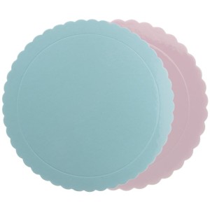 1 Plateau Dentelle Rond Bleu et Rose (25 cm)