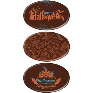 2 Plaques Ovale Halloween (5,5 cm)- Chocolat