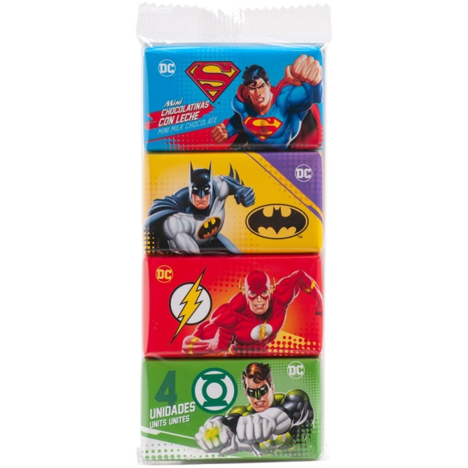 4 Mini Tablettes Justice League - Chocolat au Lait 