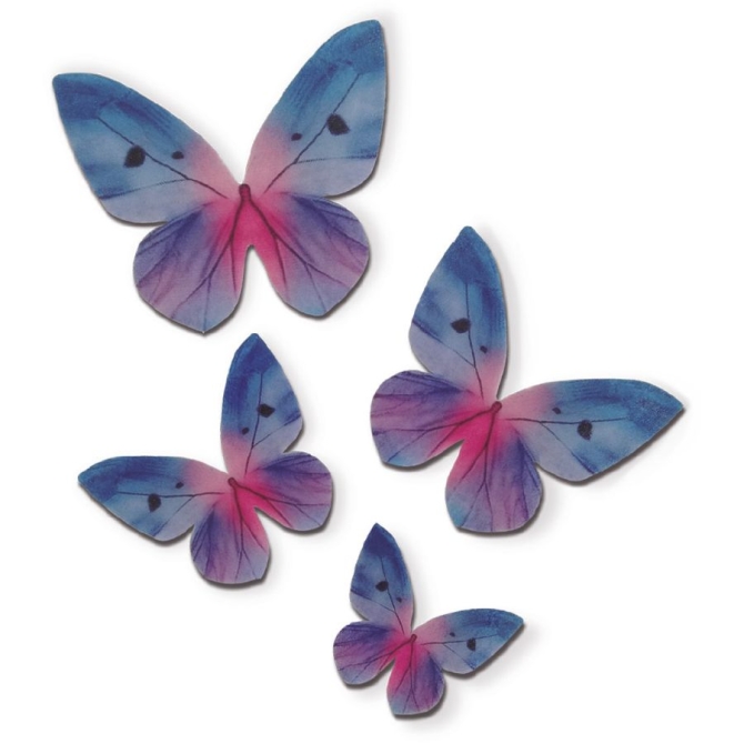4 Papillons Bleu / Rose - Azyme 