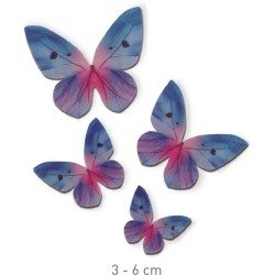 4 Papillons Bleu / Rose - Azyme. n1