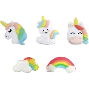 5 Dcors en Sucre Licorne/Arc-en-Ciel Pastel