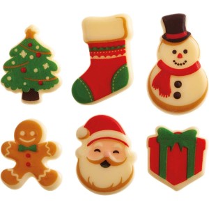 6 Décors Noël – 3,5 cm – Chocolat Blanc