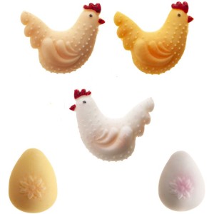 5 D�cors Poules + Oeufs � Sucre