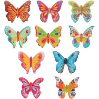 10 Papillons Multicolores en Azyme � 4 cm