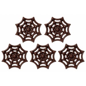 5 D�corations Toile d'Araign�e Halloween � En Chocolat Noir
