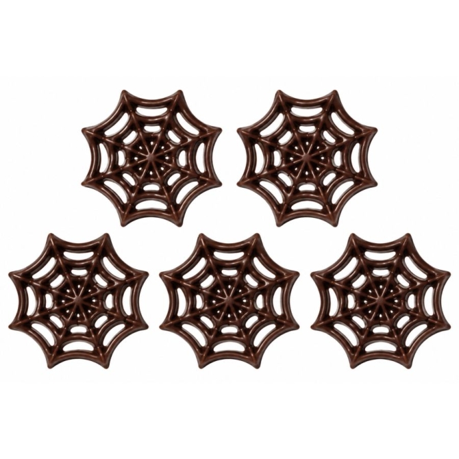 5 D�corations Toile d Araign�e Halloween � En Chocolat Noir 