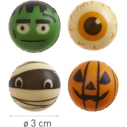 4 D�corations Boules Halloween � En Chocolat Blanc. n�1