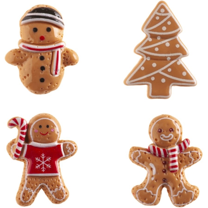 1 F�ve Figurine de No�l en Pain d �pices 2D pour Galette des Rois � 3 cm � En Plastique 