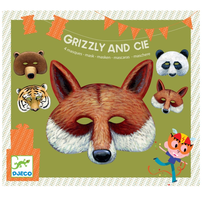 4 Masques Animaux Grizzly & Cie 