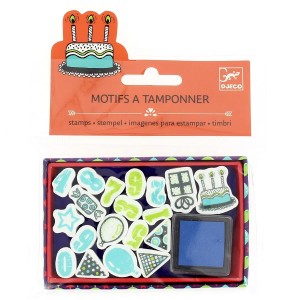 Mini tampons Anniversaire + Encreur bleu