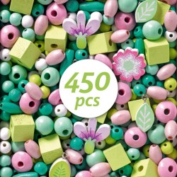 450 Perles en Bois - Feuilles et Fleurs. n3