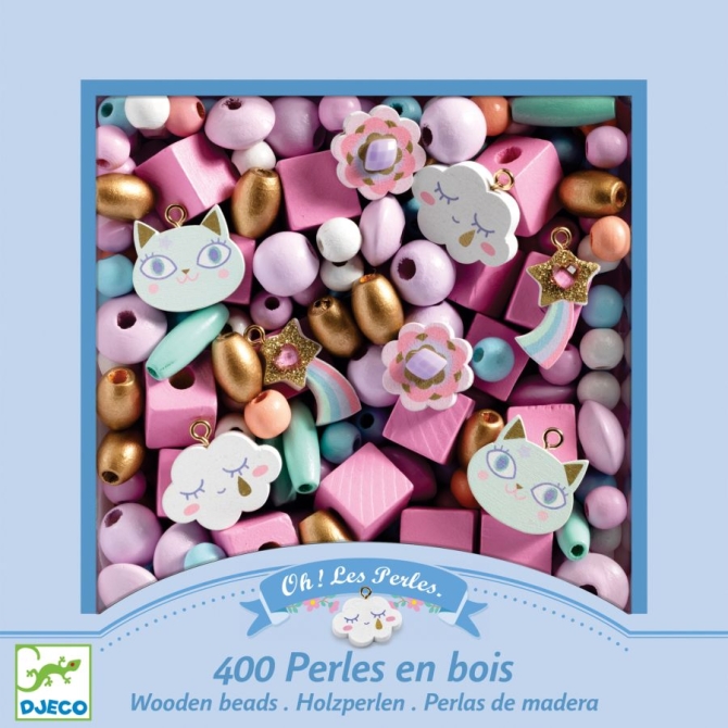 450 Perles en Bois - Arc-en-Ciel Pastel 