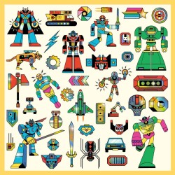 160 Stickers Mtalliss Robots. n2